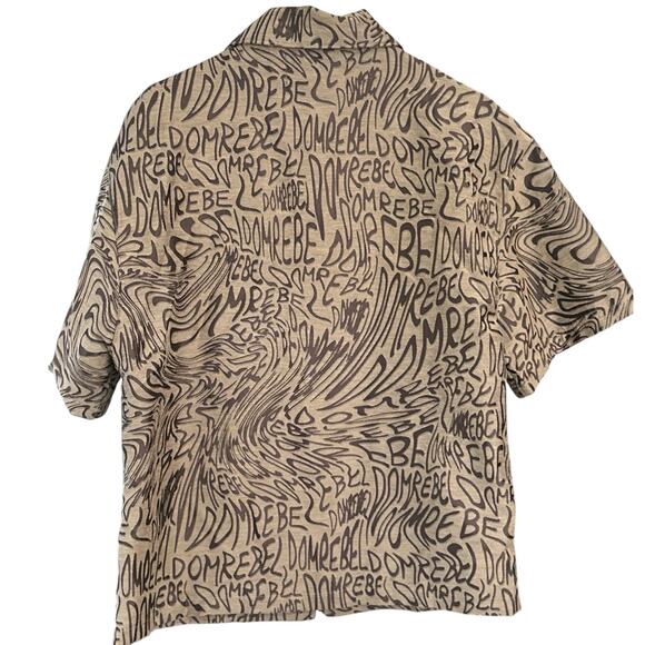 DOMREBEL Jacquard Wavy logo print zip up shirt size M - Picture 2 of 6